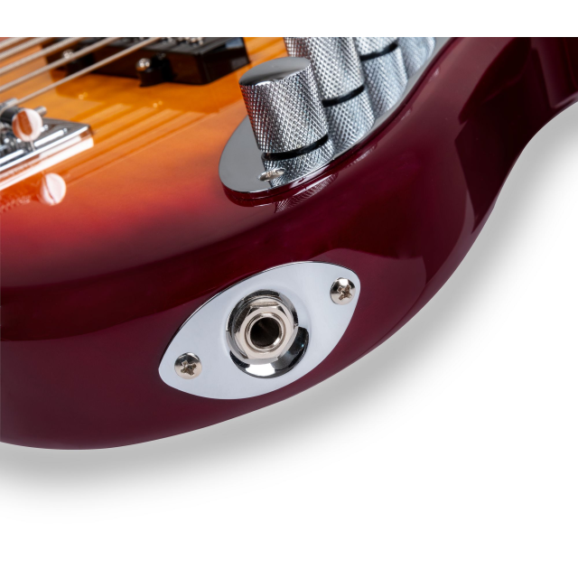 Electric bass with flamed top, roasted maple freboard and neck (5 strings)