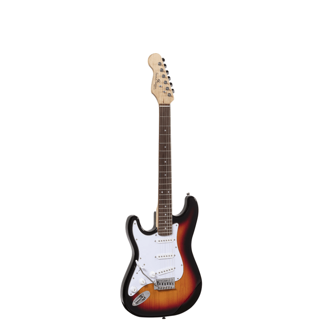 Left handed double cutaway electric guitar with 3 single coils