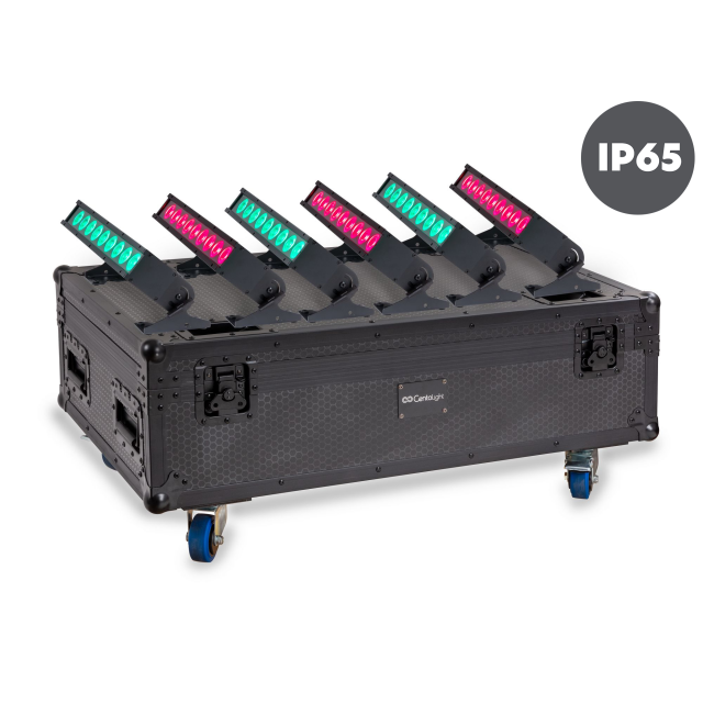 Set of 6 led bar battery powered with flight case