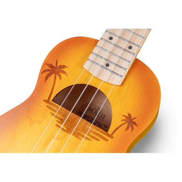 Ukulele soprano con disegno intarsiato e borsa