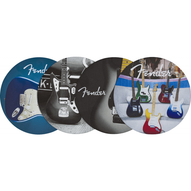 Fender™ Guitars Coasters, 4-Pack, Multi-Color Leather