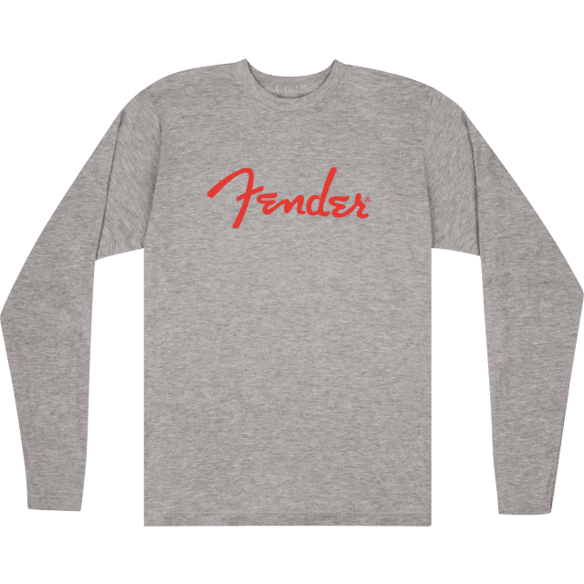 Maglietta Fender® Spaghetti Logo L/S, Grigio Melange, XXL