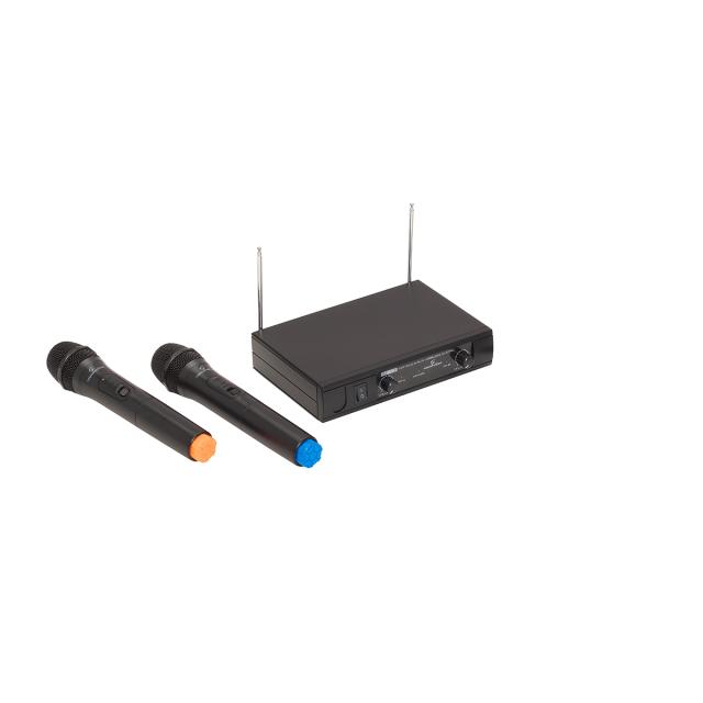 Radiomicrofono VHF Doppio Plug and Play con 2 Mic. Palmari (213.0 MHz - 215.5 MHz)