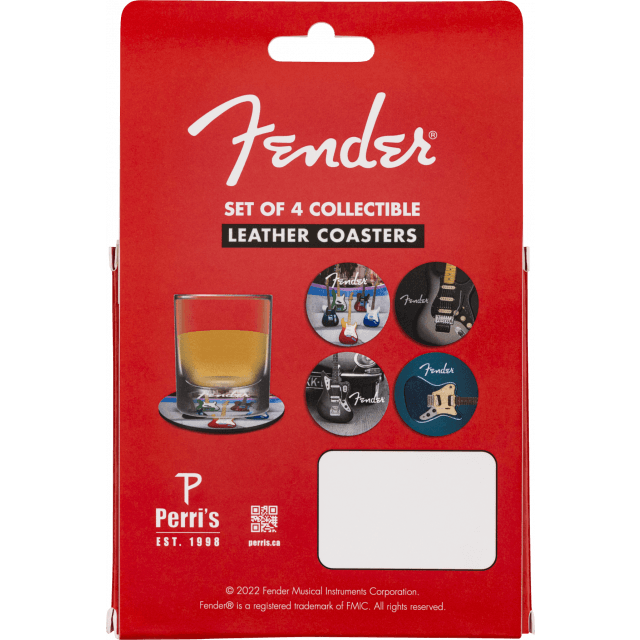 Fender™ Guitars Coasters, 4-Pack, Multi-Color Leather
