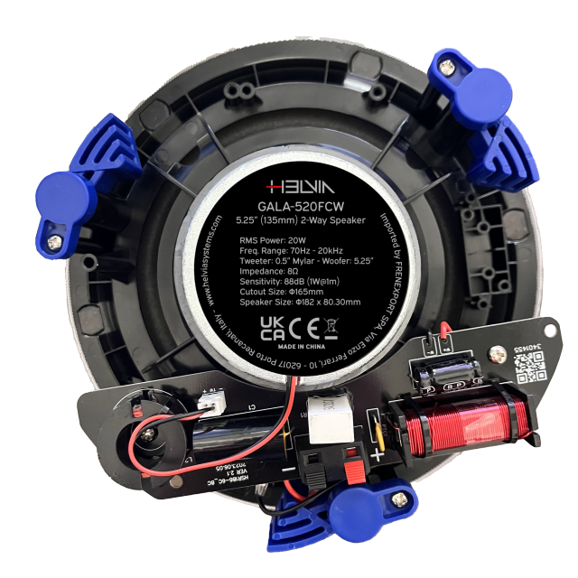 20W 8ohm 5.25" 2-Way Ceiling Speaker with Frameless Grille, White